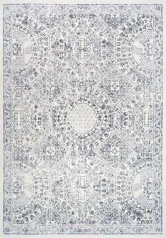 Gray 10' x 14' Vintage Distressed Synthetic Area Rug