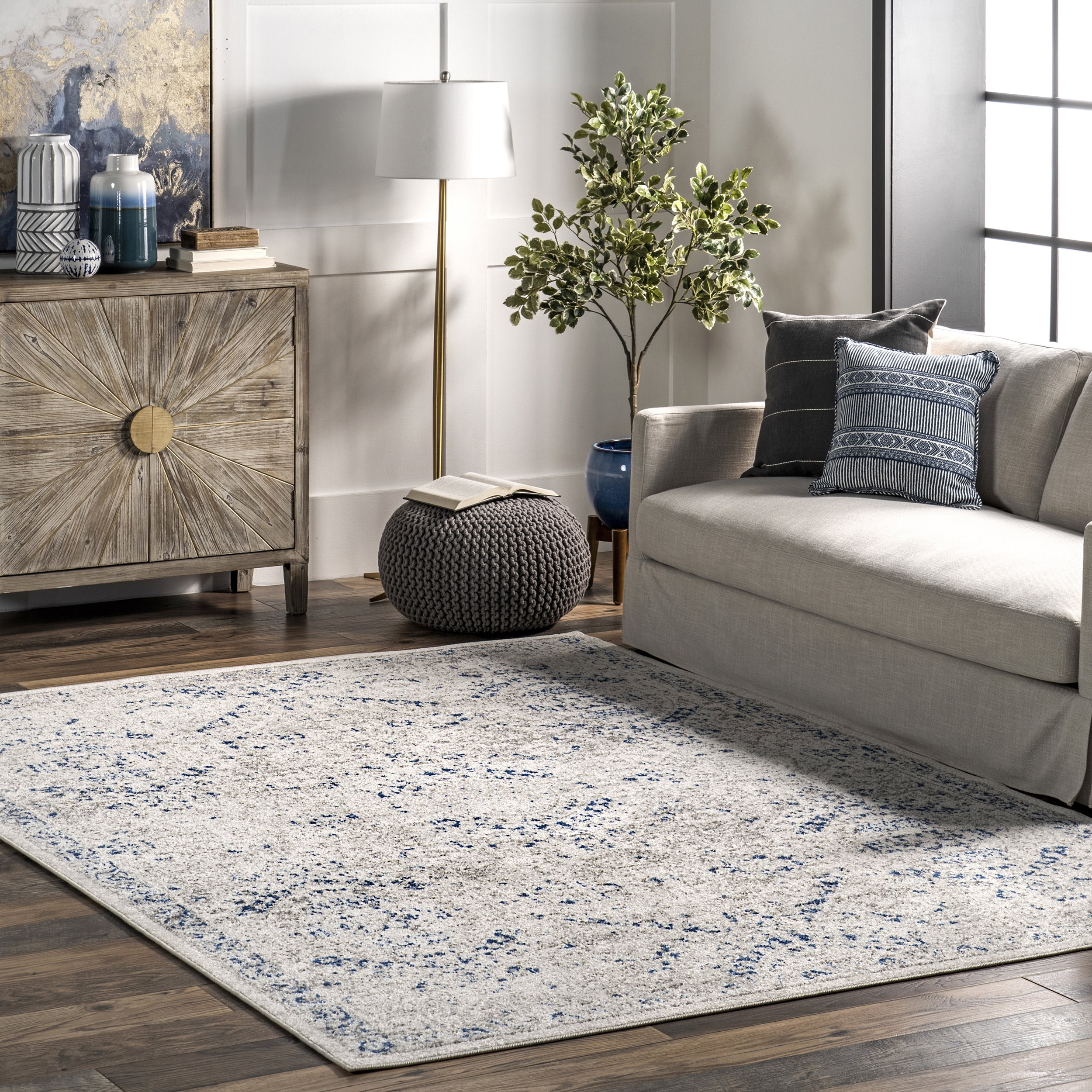 nuLOOM Minta Vintage Transitional Area Rug, 6' 7" x 9', Blue