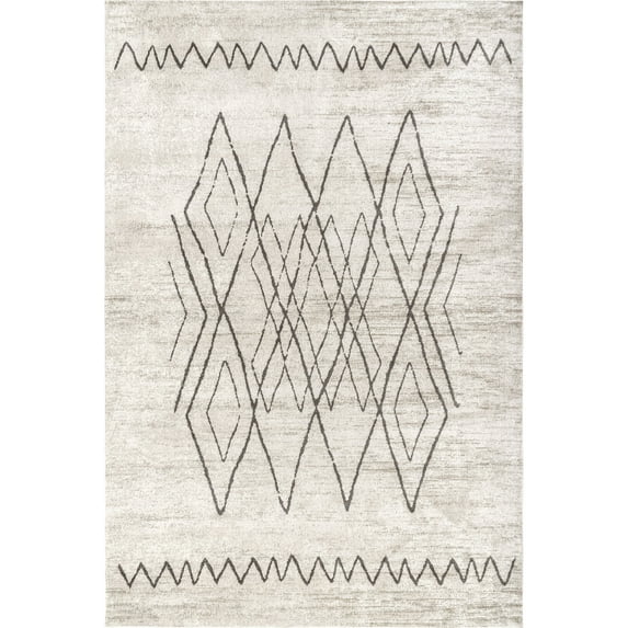 nuLOOM Miriam Machine Washable Geometric Diamond Accent Rug, 3' 3" x 5', Beige
