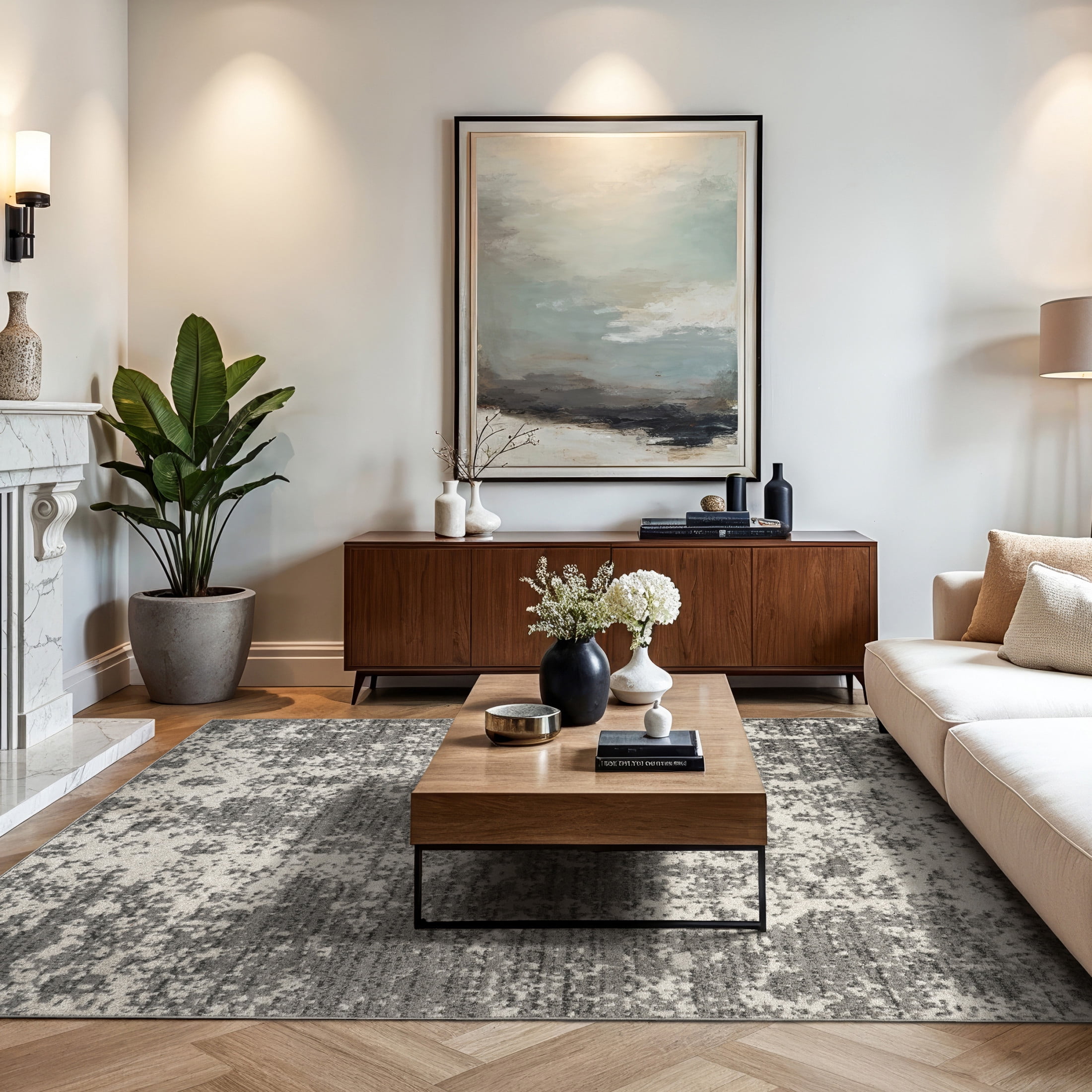 nuLOOM Deedra Modern Abstract Area Rug, 5' x 5', Square, Deedra Grey