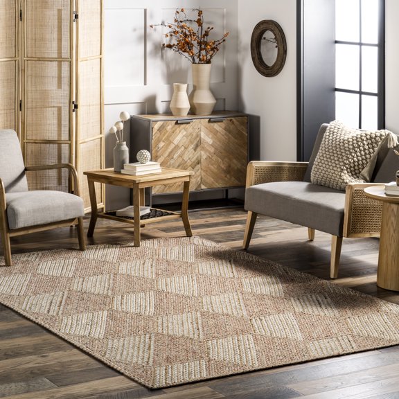 nuLOOM Mitzy Casual Honeycomb Jute Area Rug, 4' x 6', Natural