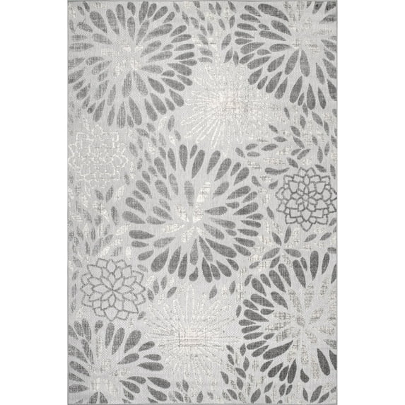 nuLOOM Monique Floral Indoor/Outdoor Area Rug, 8' 10" x 12', Light Gray