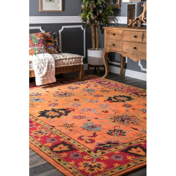 nuLOOM Montesque Hand Tufted Wool Accent Rug, 3' x 5', Orange