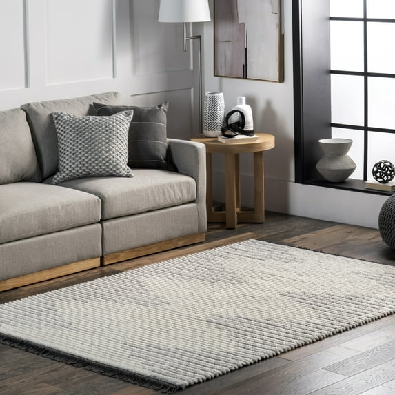 nuLOOM Morgan Contemporary Shag Fringe Area Rug, 5' 3" x 7' 6", Morgan Light Grey