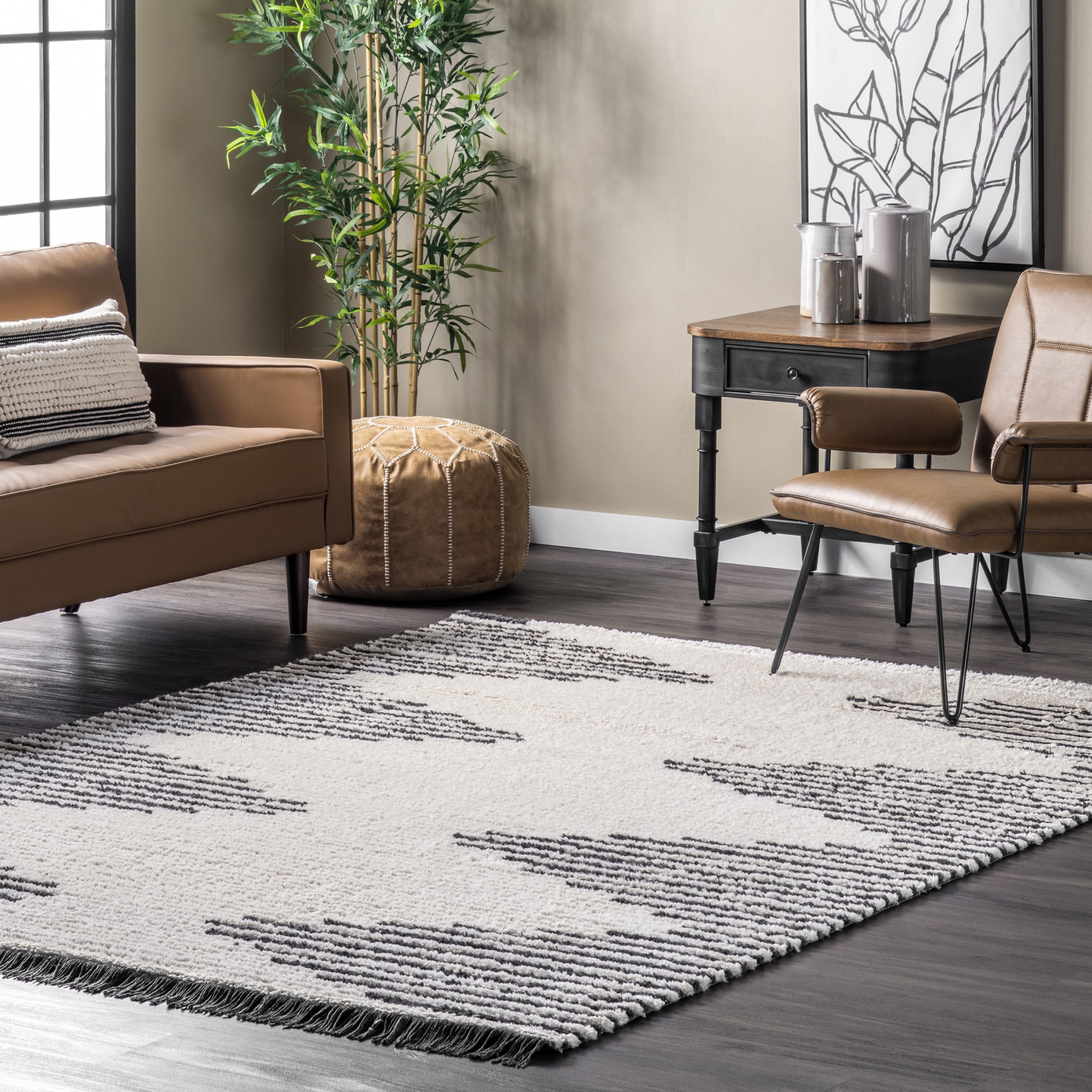 nuLOOM Morgan Contemporary Shag Fringe Area Rug, 8' 10" x 12', Morgan Beige