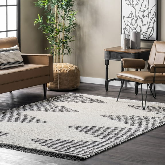 nuLOOM Morgan Contemporary Shag Fringe Area Rug, 8' 10" x 12', Morgan Beige
