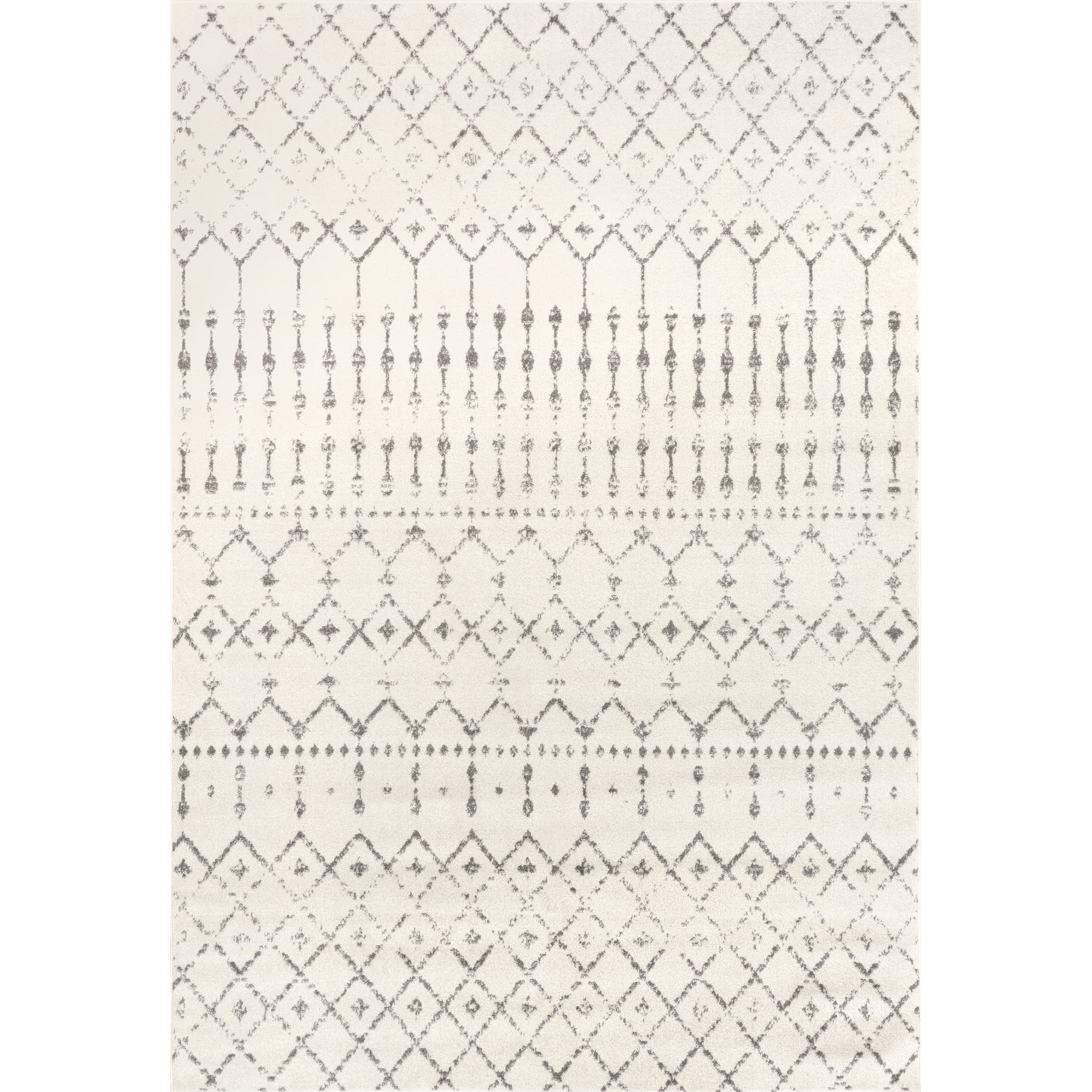 Gray Synthetic Moroccan Trellis 10' Square Area Rug