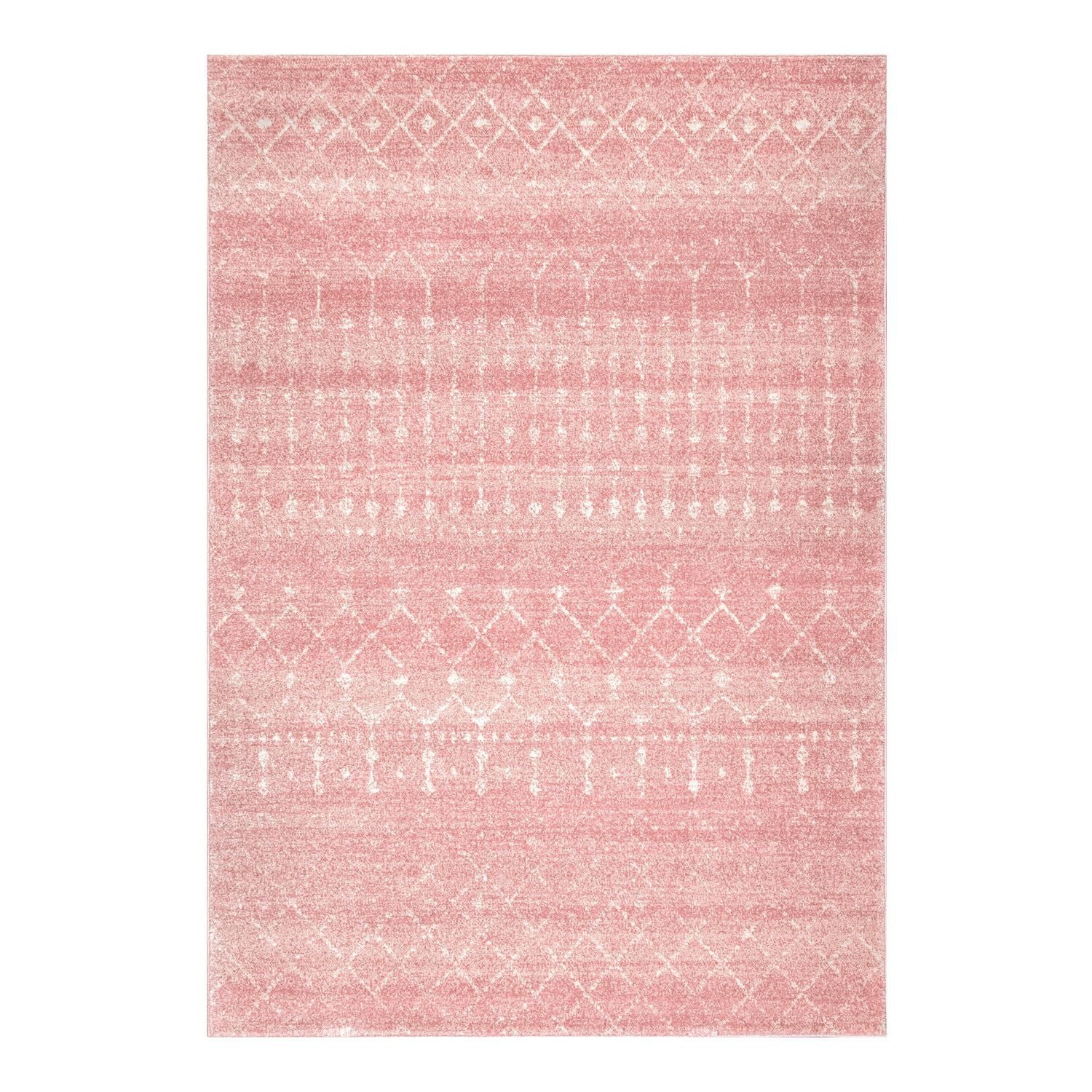 Distressed Moroccan Trellis 4' Square Blue Synthetic Area Rug