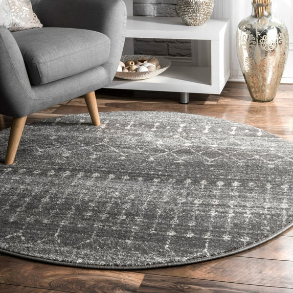 nuLOOM Moroccan Blythe Area Rug, 6' Round, Dark Gray