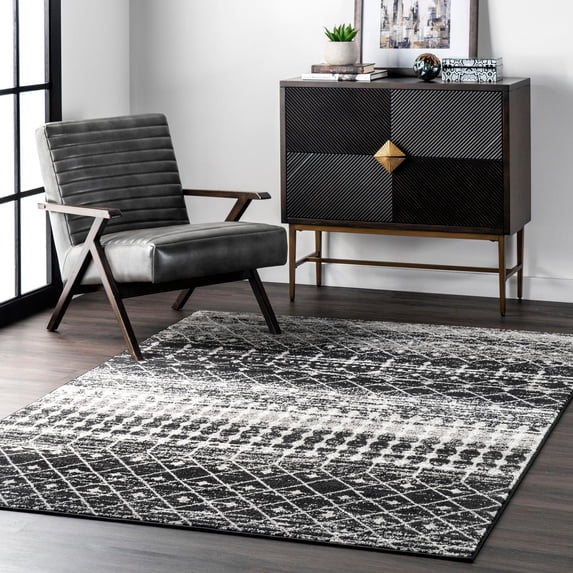 nuLOOM Moroccan Blythe Area Rug, 6' Square, Black