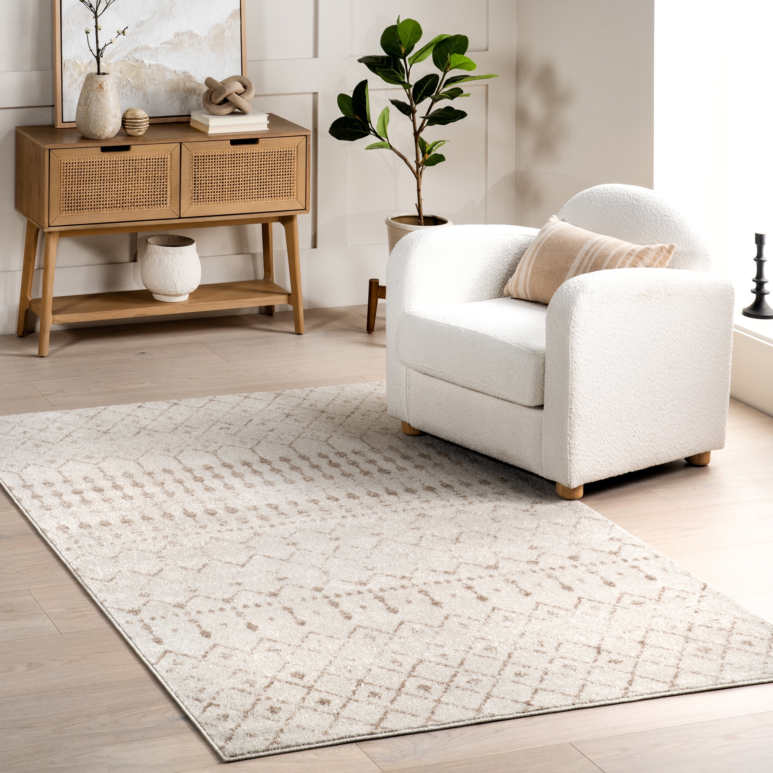 Light Multi 9' x 12' Synthetic Moroccan Trellis Area Rug