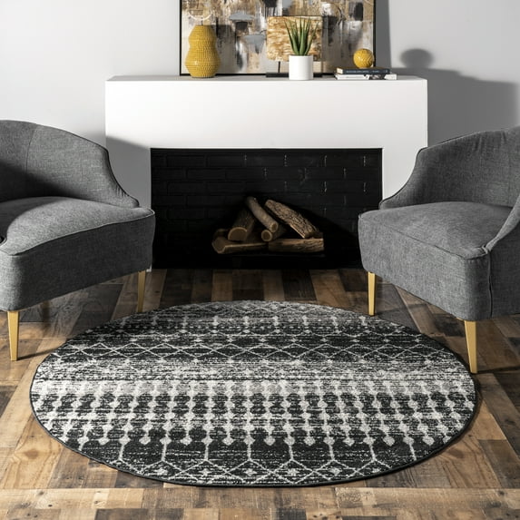 nuLOOM Moroccan Blythe Black 6' Transitional Round Rug