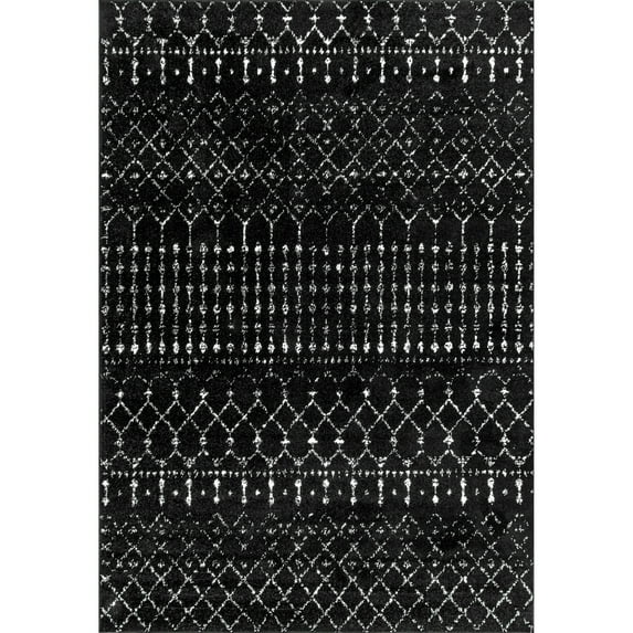 nuLOOM Moroccan Blythe Black and White 4' x 6' Transitional Area Rug