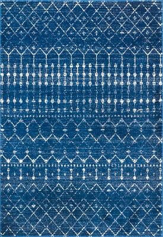 Blue Rectangular 4' x 6' Moroccan Trellis Area Rug
