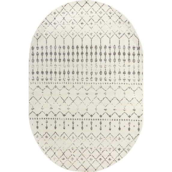 nuLOOM Moroccan Blythe Grey 4' x 6' Transitional Oval Rug