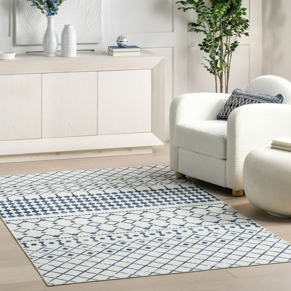 nuLOOM Moroccan Blythe SpinClean Machine Washable Area Rug, 4' x 6', Blythe Blue