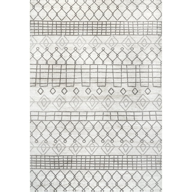nuLOOM Mya Geometric Trellis Machine Washable Area Rug, 5' x 8', Gray