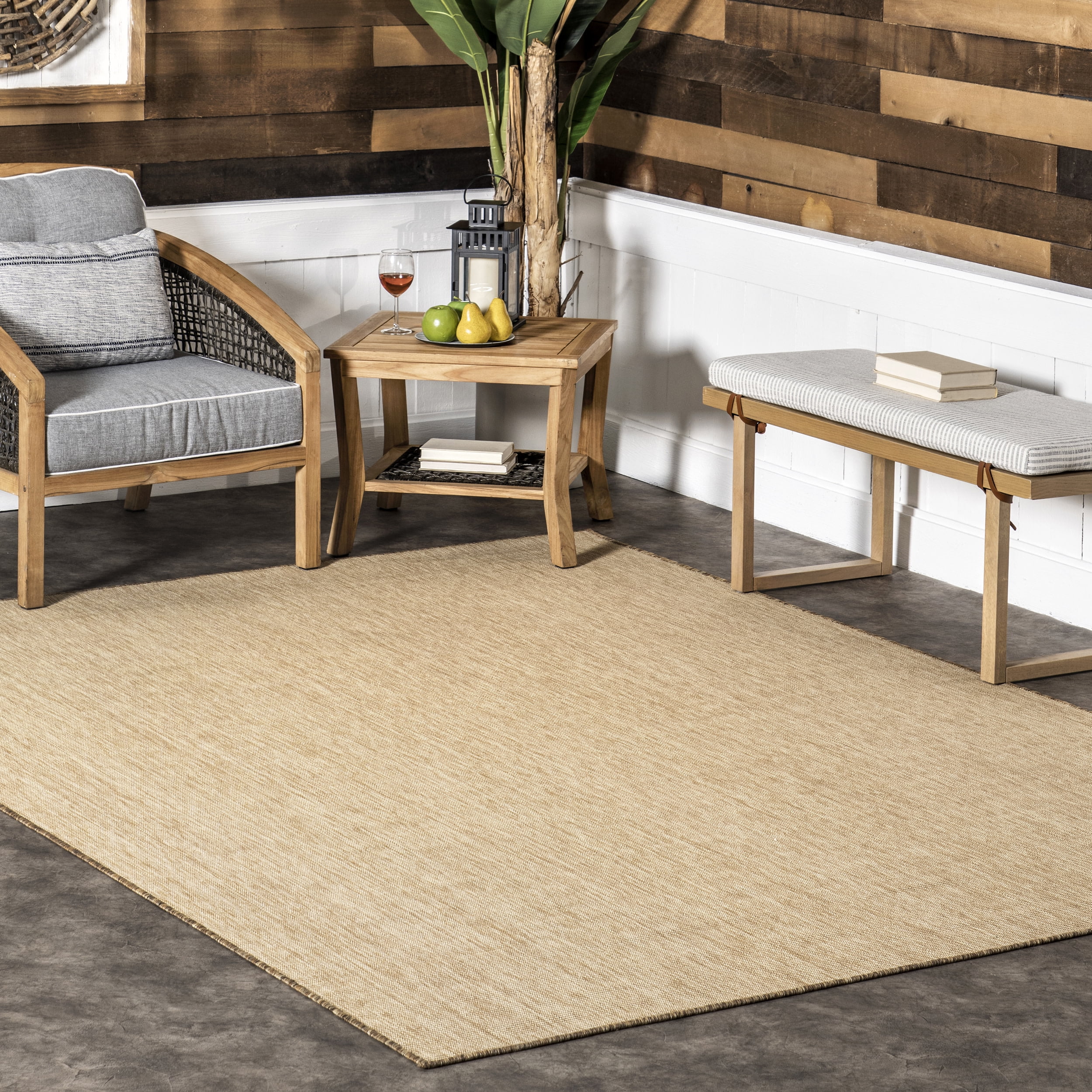Nakia 4' x 6' Natural Brown Synthetic Indoor/Outdoor Area Rug