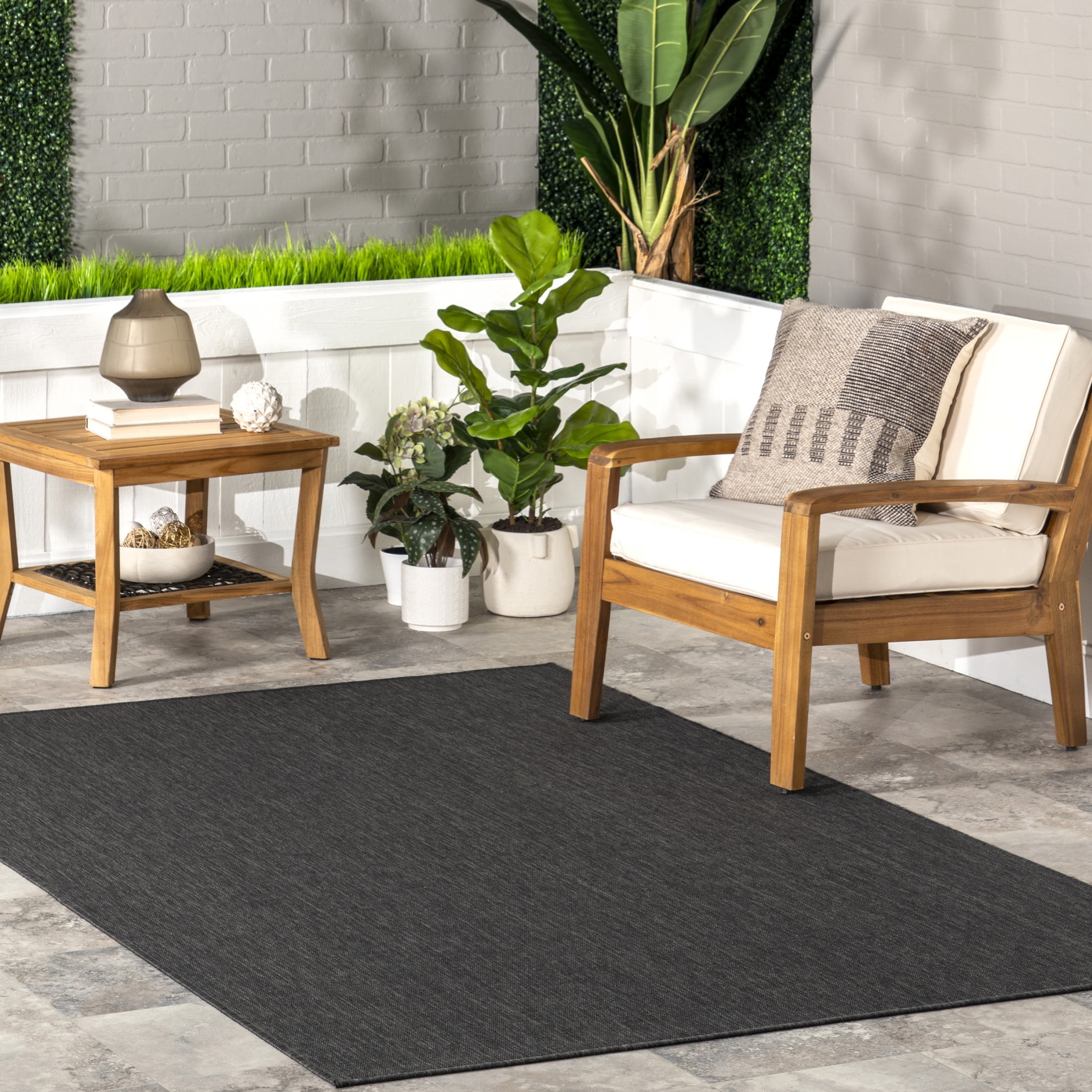 nuLOOM Nakia Transitional Indoor/Outdoor Area Rug, 9' 6" x 12', Nakia Dark Grey