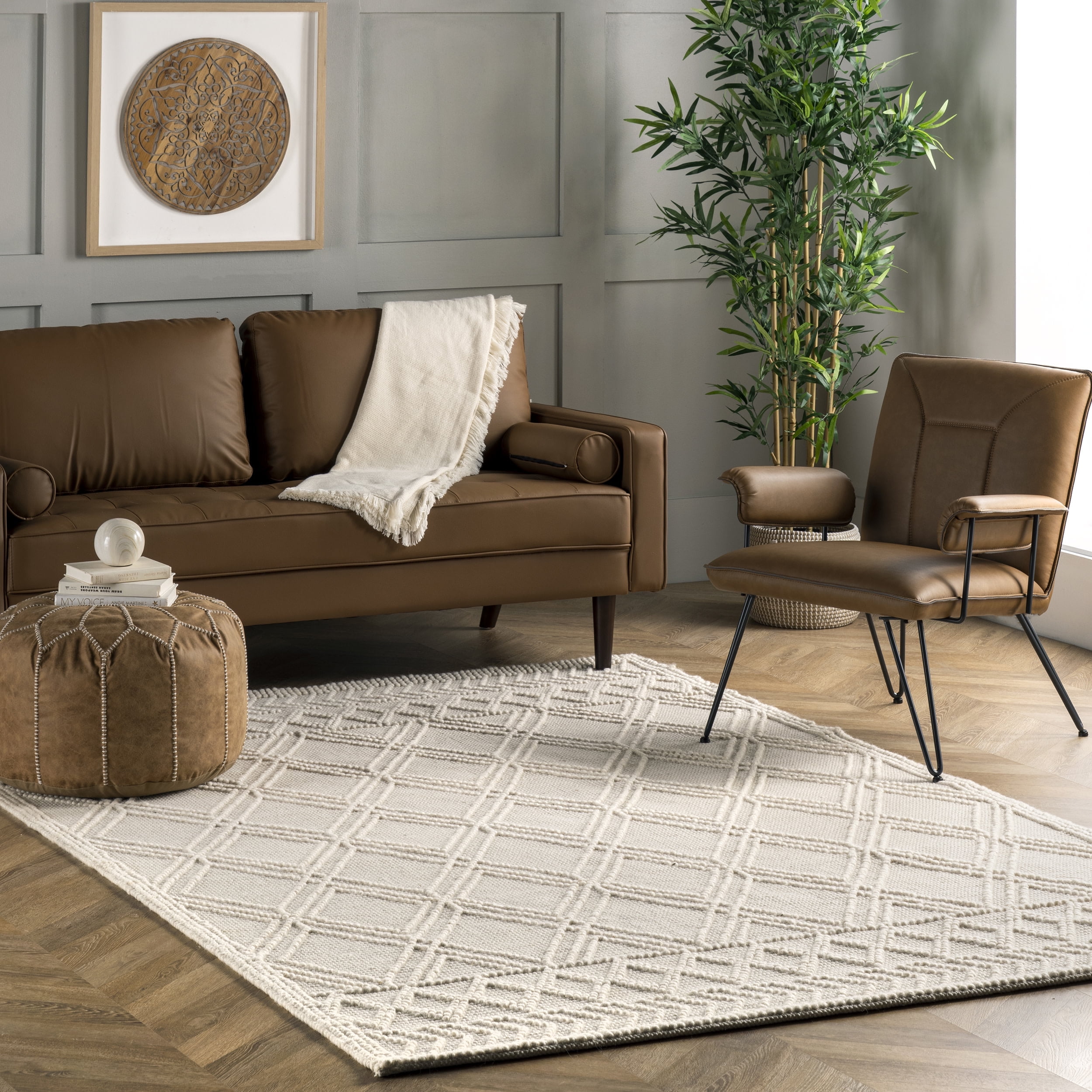nuLOOM Natti Contemporary Trellis Area Rug, 7' 6" x 9' 6", Ivory