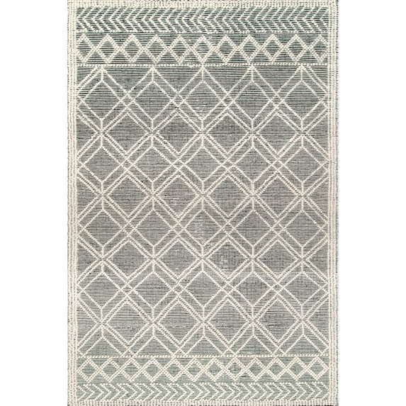 nuLOOM Natti Contemporary Trellis Wool Area Rug, 8' 6" x 11' 6", Gray