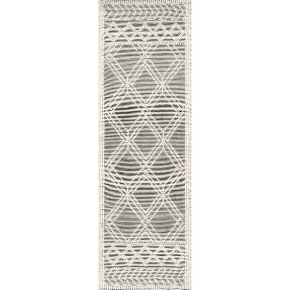 nuLOOM Natti Contemporary Trellis Wool Runner Rug, 2' 6" x 6', Gray