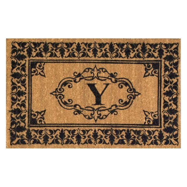 nuLOOM Natura Monogrammed Indoor/Outdoor Welcome Door Mat Area Rug, 3' x 6', Letter Y