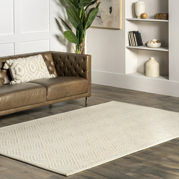 nuLOOM Natural Textured Suzanne Area Rug, 5' x 8', Cream