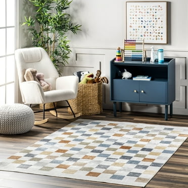 nuLOOM Naya Checkered Machine Washable Area Rug, 6' 7" x 9', Multicolor
