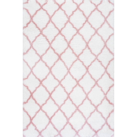 nuLOOM Nelda Trellis Shag Area Rug, 6' 7" x 9', Baby Pink