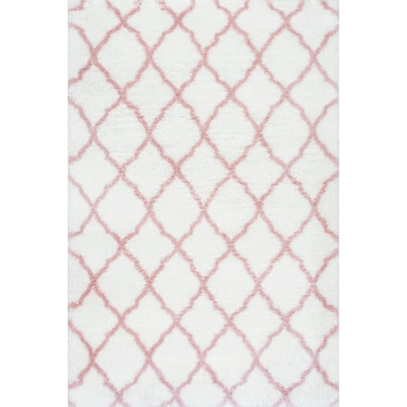 nuLOOM Nelda Trellis Shag Area Rug, 6' 7" x 9', Baby Pink