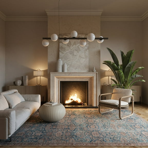 nuLOOM Nerissea Vintage & Distressed Washable Rug, 5' x 8', Nerissea Blue