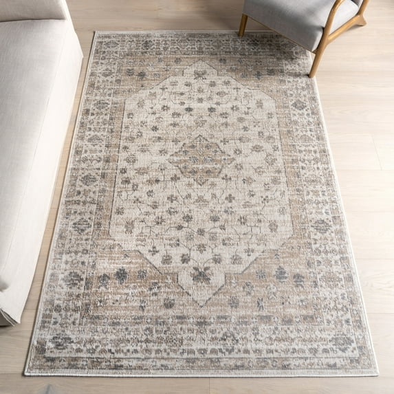 nuLOOM Nesa Traditional Medallion Area Rug, 7' 6" x 9' 6", Nesa Beige