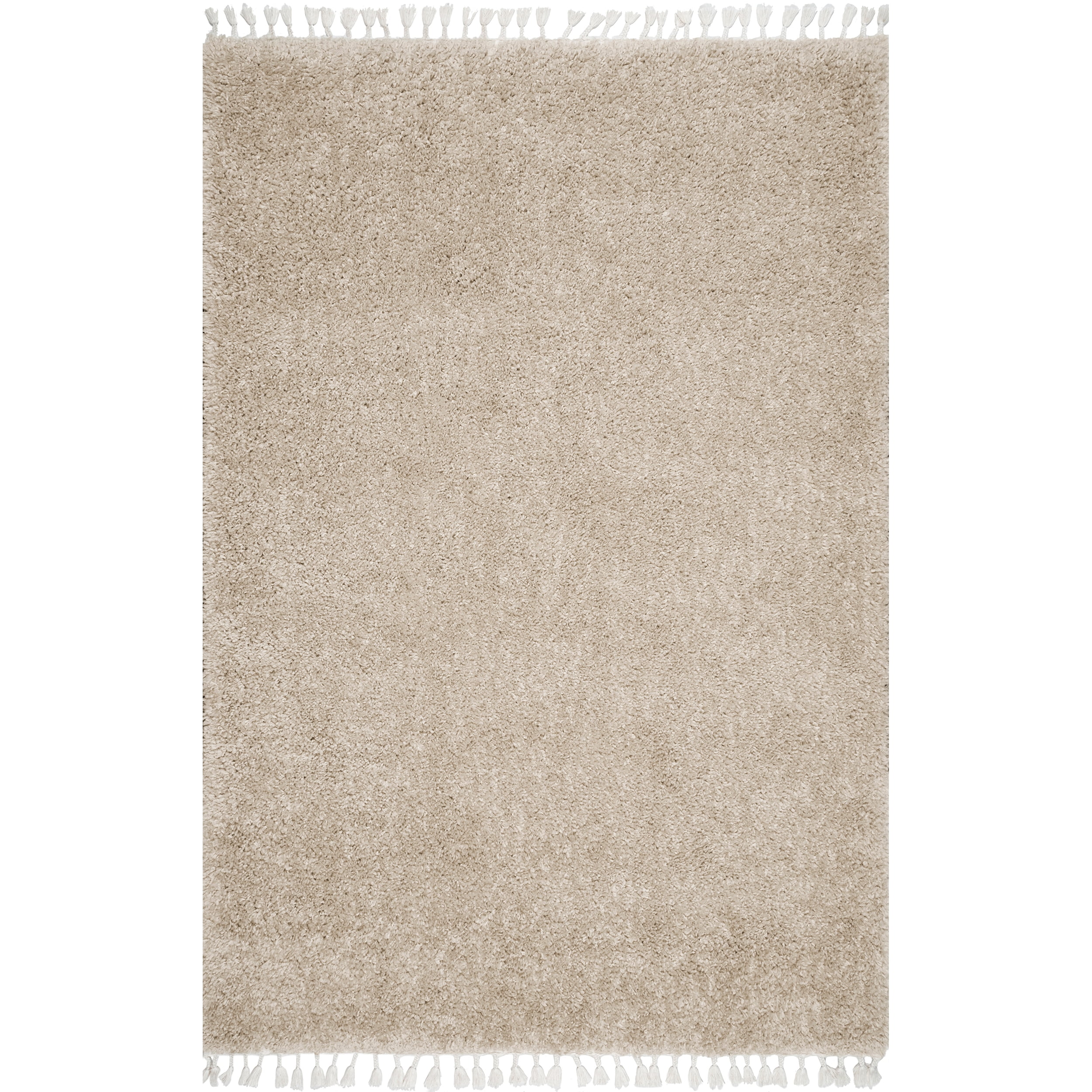 Beige Braided Rectangular Shag Area Rug 4' x 6'