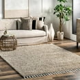 thumbnail image 1 of nuLOOM Neva Modern Tasseled Shag Beige 5' 3" x 7' 7" Modern Area Rug, 1 of 11