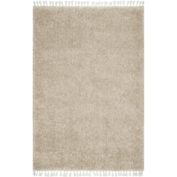 nuLOOM Neva Modern Tasseled Shag Beige 5' Modern Square Rug