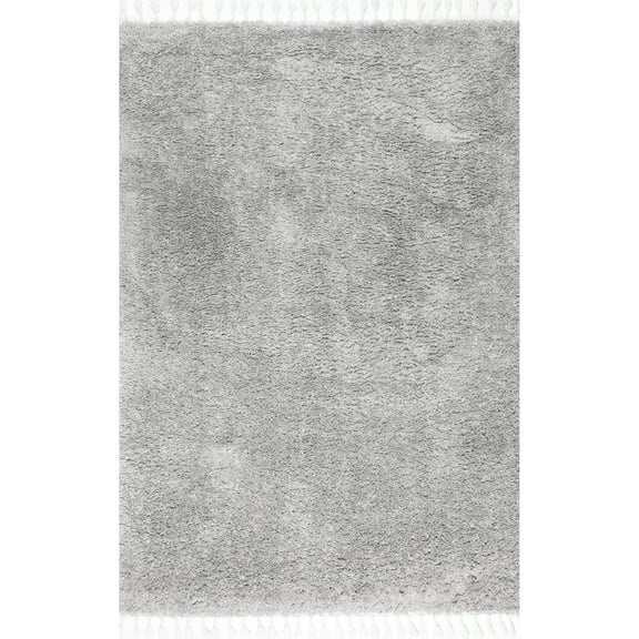 nuLOOM Neva Modern Tasseled Shag Grey 2' x 3' Modern Area Rug