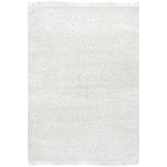 nuLOOM Neva Modern Tasseled Shag Ivory 5' Modern Square Rug