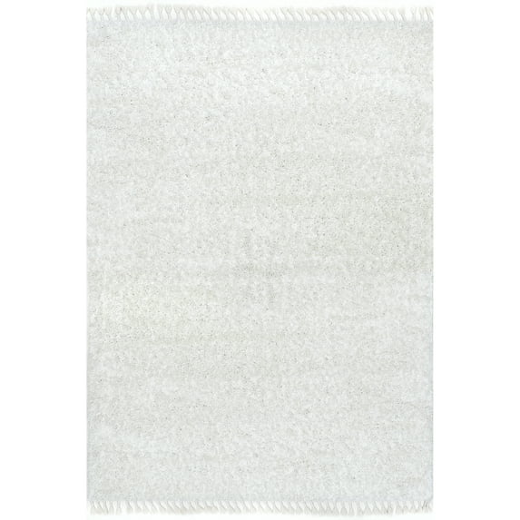 nuLOOM Neva Modern Tasseled Shag Ivory 7' 10" x 10' 10" Modern Area Rug