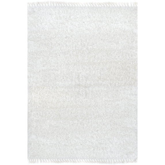nuLOOM Neva Modern Tasseled Shag Ivory 8' Modern Square Rug