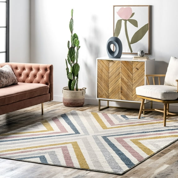 nuLOOM Neveah Contemporary Chevron Area Rug, 4' x 6', Neveah Beige