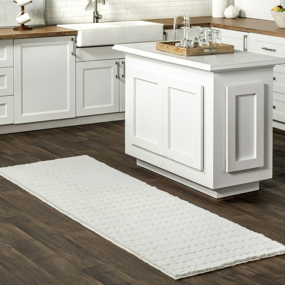 nuLOOM Nia SuperiorWash Tile Faux Rabbit Machine Washable Area Rug, 2' 6" x 10', Runner, Nia White
