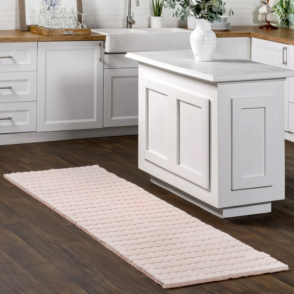 nuLOOM Nia SuperiorWash Tile Faux Rabbit Machine Washable Area Rug, 2' 6" x 8', Runner, Nia Blush