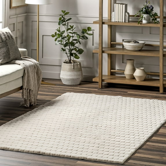 nuLOOM Nia SuperiorWash Tile Faux Rabbit Machine Washable Area Rug, 7' 6" x 9' 6", Nia Beige