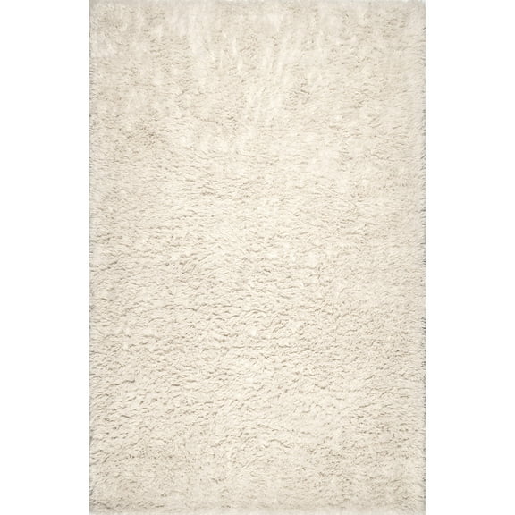 nuLOOM Nida Plush Shag Area Rug, 6' x 9', Solid Ivory