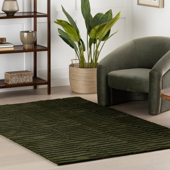 nuLOOM Nivella Solid Cloud Washable Area Rug, 5' x 8', Nivella Green