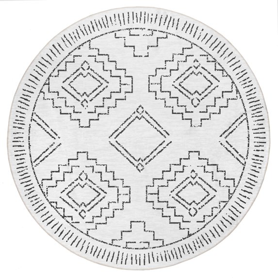 nuLOOM Noa Machine Washable Tribal Moroccan Area Rug, 6', White