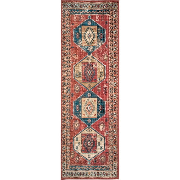 nuLOOM Novah Tribal Medallion Runner Rug, 2' 6" x 8', Rust