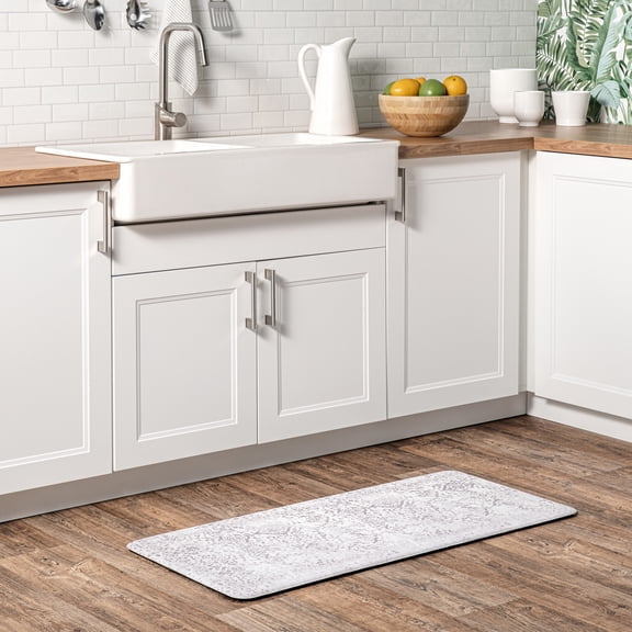 nuLOOM Odell Anti Fatigue Kitchen or Laundry Room Comfort Mat, 18" x 30", Light Grey