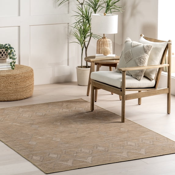 nuLOOM Olive Classic Geometric Machine Washable Area Rug, 2' 8" x 8', Runner, Sand